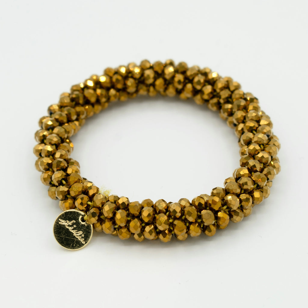 Stiekie Golden Glow – Kralen Haarelastiek & Armband