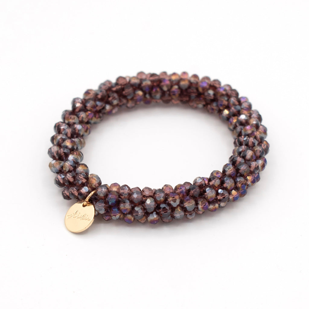 Stiekie Aubergine – Kralen Haarelastiek & Armband