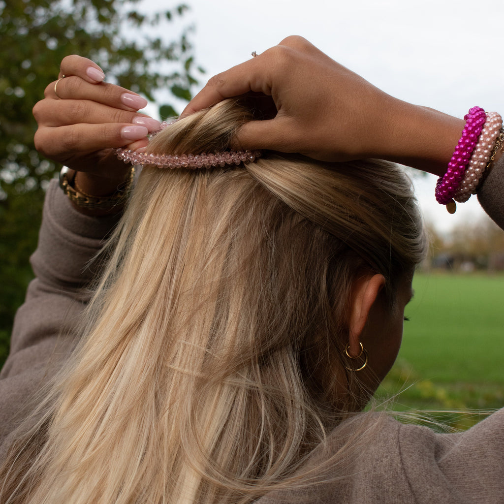 Stiekie Slim Pink – Slim Kralen Haarelastiek & Armband