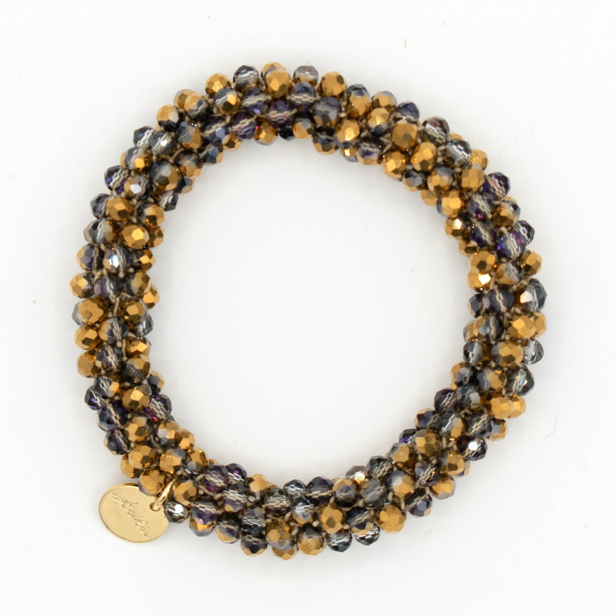 Stiekie Gold/Grey – Kralen Haarelastiek & Armband