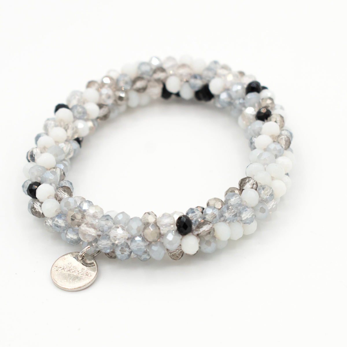 Stiekie Black/White Sparkle – Kralen Haarelastiek & Armband
