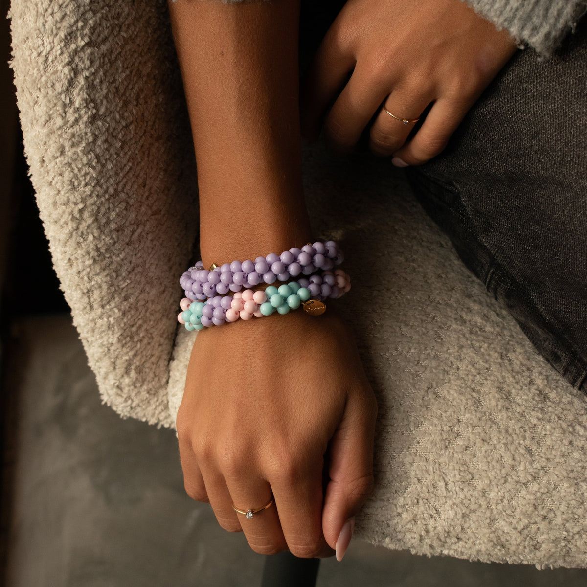 Stiekie Bold Lila – Bold Kralen Haarelastiek & Armband