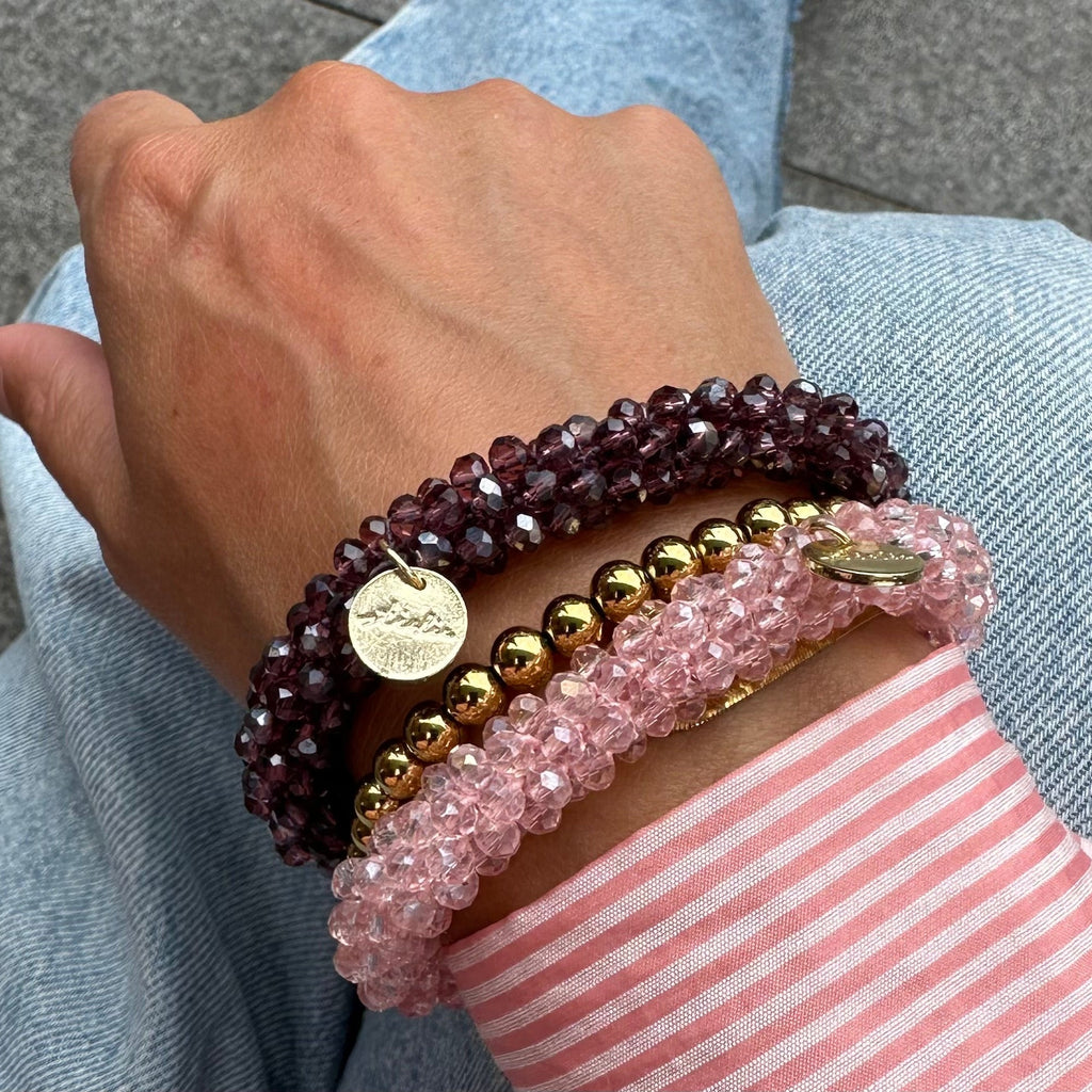 Stiekie Aubergine – Kralen Haarelastiek & Armband